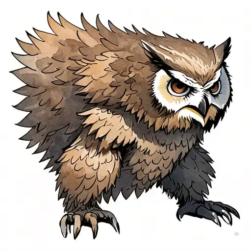 Owlbear creature from Dungeons & Dragons. The Owlbear is a hybrid monster with the body of a Bear and head of an Owl tattoo design idea