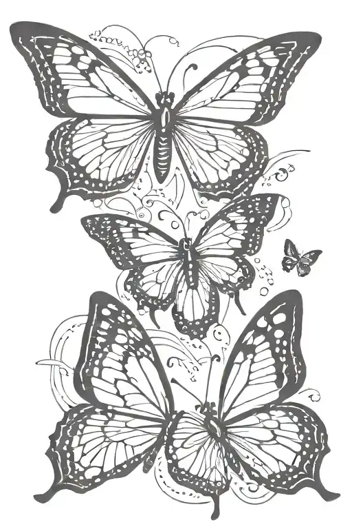 3 butterflies below each other tattoo design idea