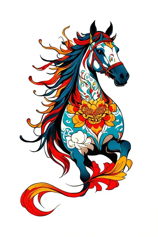 stylish crazy horse tattoo design idea