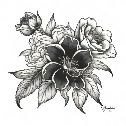 April January and august birth flowers minimalist  tattoo design idea