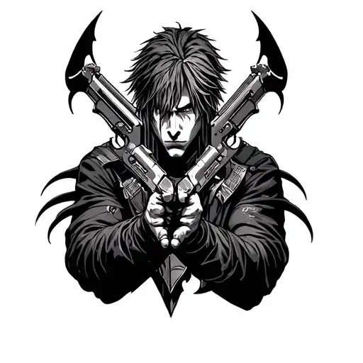 dante from devil may cry 3 tattoo, with pistols drive the demon tattoo design idea