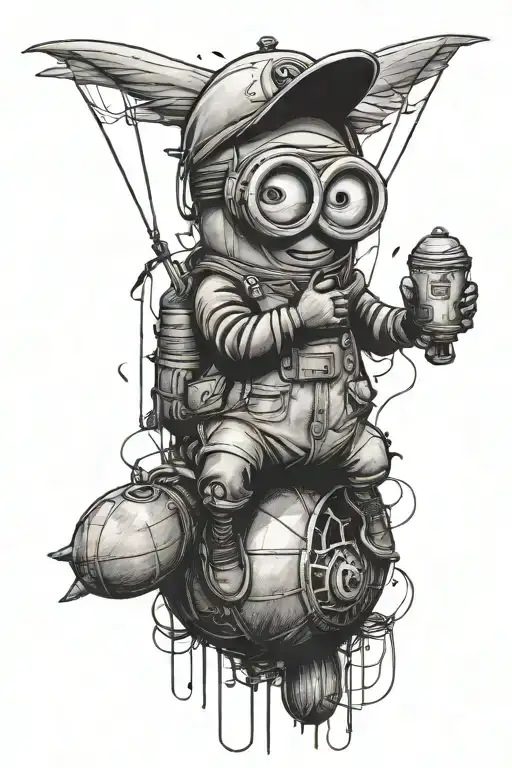 minion banksy balloon boy but balloon tattoo design idea