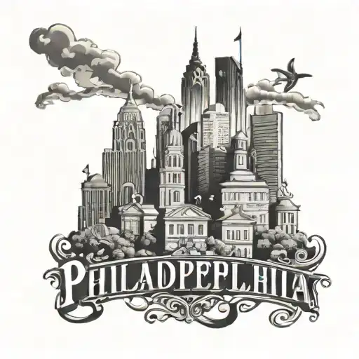 philadelphia skyline with west philly intertwined tattoo design idea