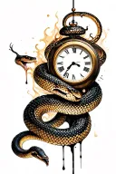 clock melting and a snake wrapped tattoo design idea