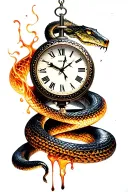 clock melting and a snake wrapped tattoo design idea