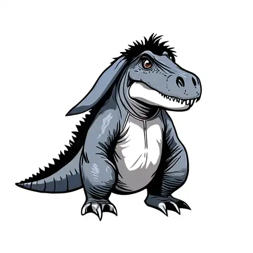 trex wearing eeyore onsie tattoo design idea