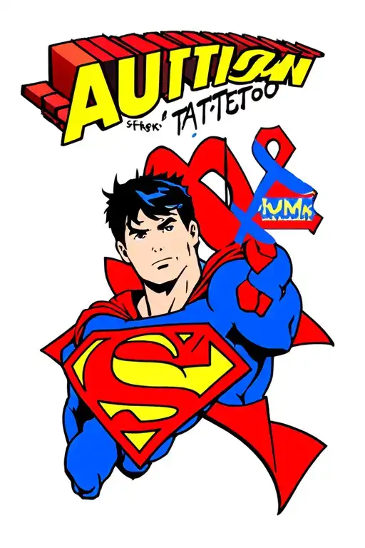 superman inspired autism awareness tattoo design idea