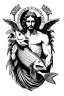 saint raphael with fish tattoo design idea