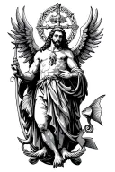 saint raphael with fish tattoo design idea