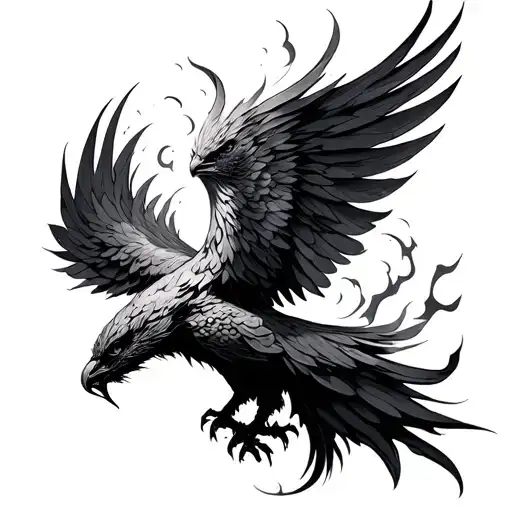 phoenix rising from ashes tattoo design idea