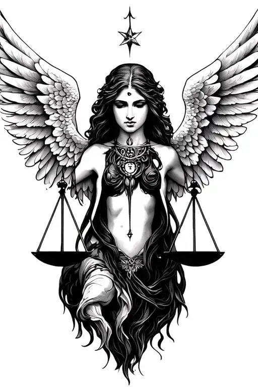 Libra, good angel, bad angel tattoo design idea