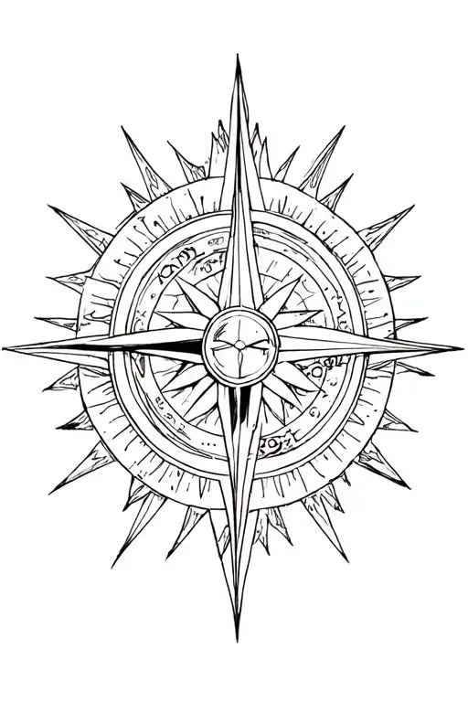sun moon star compass tattoo design idea