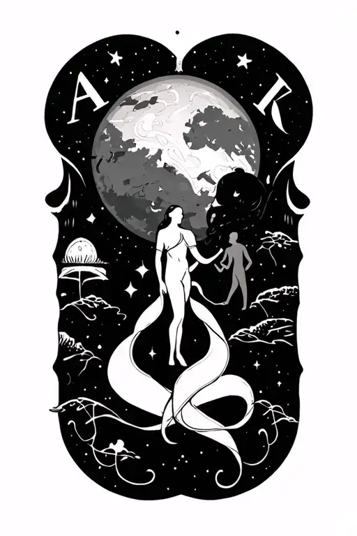 Travels, letters, cancer sign, couple children one of 13 and one of 5 tattoo design idea