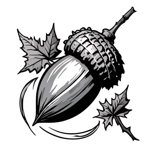the north star, an oak or acorn, a maple  tattoo design idea