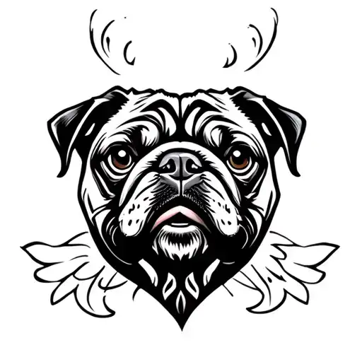 pug head, inside tribal heart outline tattoo inspired tattoo design idea