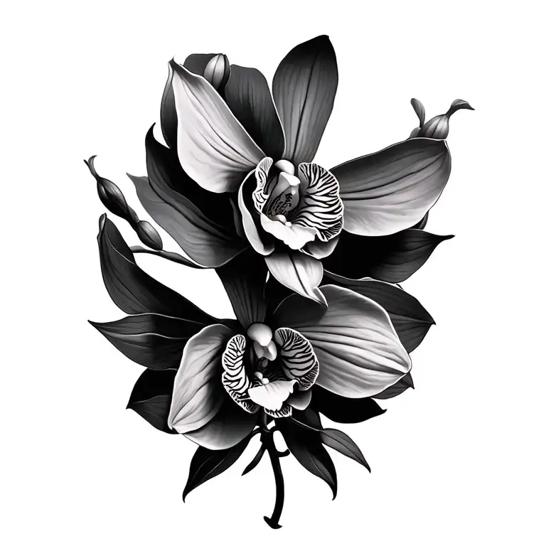 orchid with coordinates beautifully intertwined within tattoo design idea