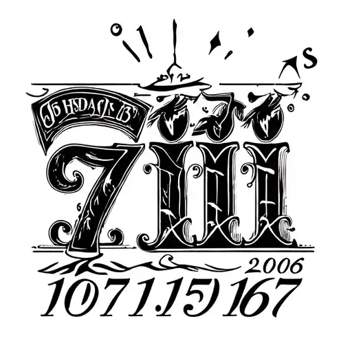 I want a tattoo that have these three dates: 07/11/2006, 12/17/1937, 05/15/1967. Make the 7s more special. I want it sma tattoo design idea