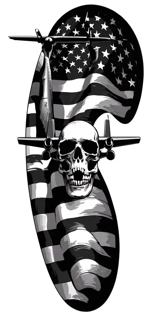 skulls ww2 airplanes Us Air Force American flag MC-130P tattoo design idea
