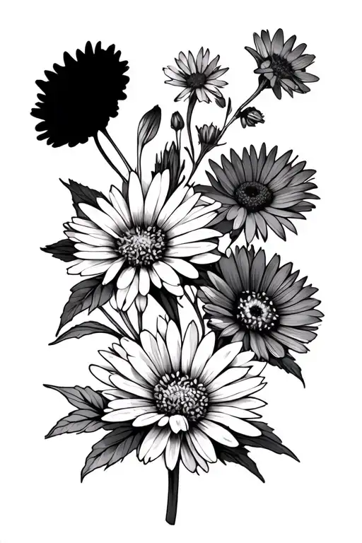 Flowers aster and calendula with calendula above the aster. It is also necessary in the tattoo a squirrel silhouette tattoo design idea