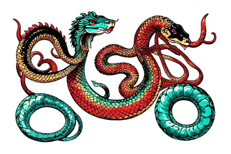 year of the snake and taurus tattoo design idea