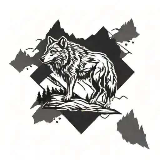 Utah hiking wolf tattoo design idea