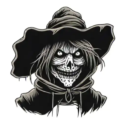 scary scarecrow wearing a hoodie tattoo design idea