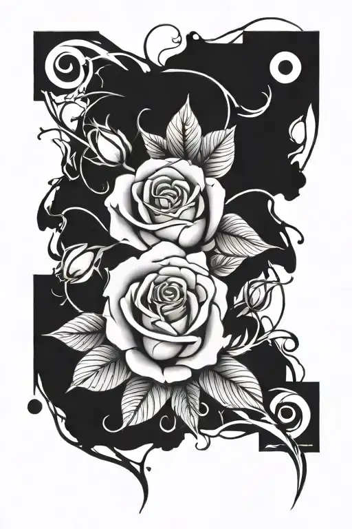 WHITE ROSE + TENNIS ELBOW + LONG + L SHAPED tattoo design idea