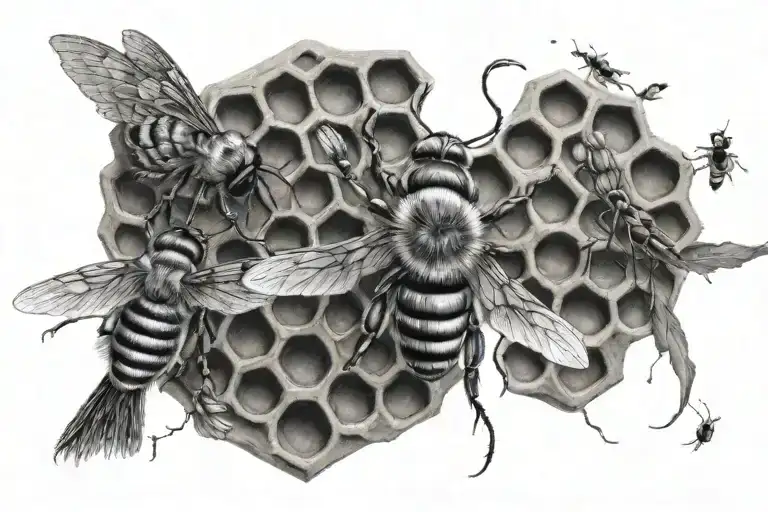 birds and bees honeycombs forearm tattoo tattoo design idea