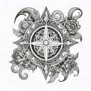 spritual peace family Leo Gemini and Virgo zodiac star sign  tattoo design idea