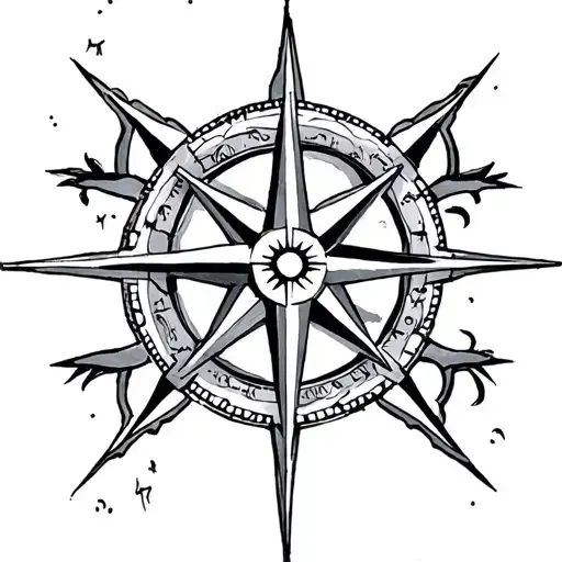 nordic compass rose tattoo design idea