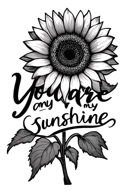 "You are my sunshine" Black And White Sunflower tattoo design idea