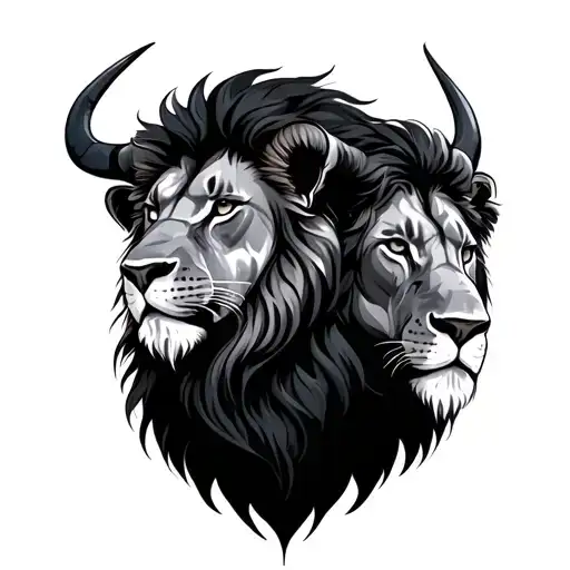 taurus and leo lion tattoo design idea