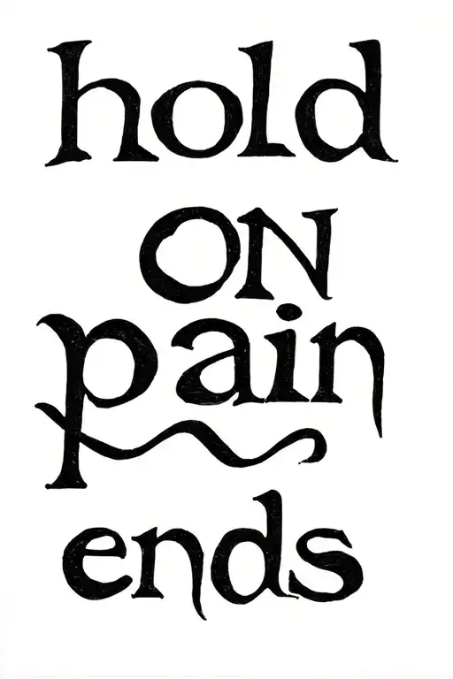 "Hold on pain ends" just words hold on pain ends tattoo design idea