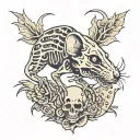 rat skeleton clean tattoo design idea