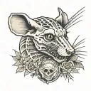 rat skeleton clean tattoo design idea