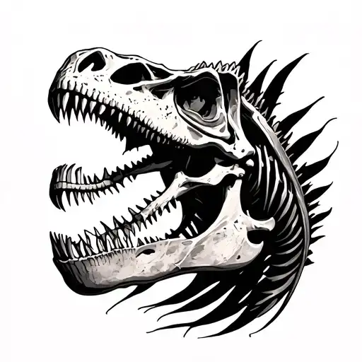 dinosaur skeleton tattoo design idea