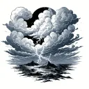 storm clouds with lightning tattoo design idea