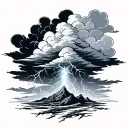 storm clouds with lightning tattoo design idea