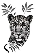 leopard safari leaves bum tattoo design idea