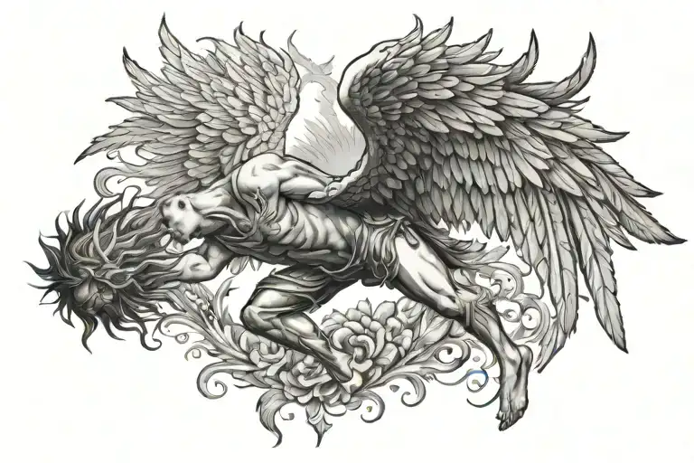 Icarus falling tattoo design idea