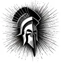 Spartan flooring with background rays tattoo design idea