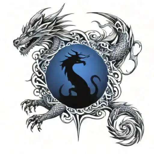 Dragon and fox full body tattoo design idea