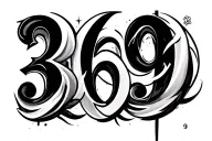 "369" 3 and 6 with shadows, 9 without shadow tattoo design idea