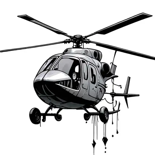 helicopter with 2 pinky and the brain hanging out of it with a wire tattoo design idea