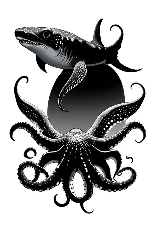 octopus, whale shark. sea turtle, spotted eagle ray tattoo design idea