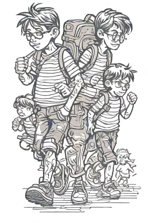 3 sons walking tattoo design idea