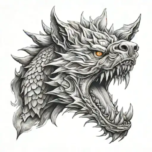 alpha wolf and dragon tattoo design idea