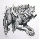 alpha wolf and dragon tattoo design idea