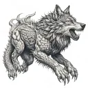 alpha wolf and dragon tattoo design idea