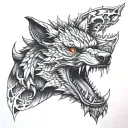 alpha wolf and dragon tattoo design idea